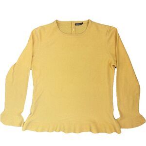 J.McLaughlin Women's 100% Cashmere Mustard Yellow Sweater Womens Large Flutter